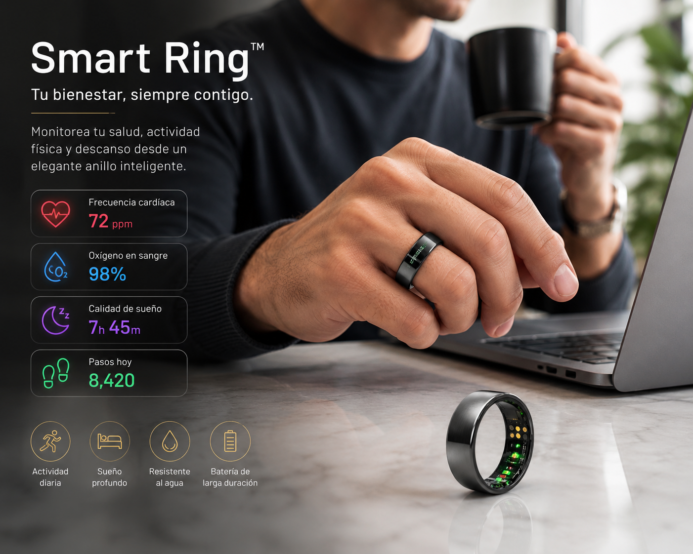 Smart Ring™ | Anillo Inteligente para Monitoreo de Salud y Actividad 24/7