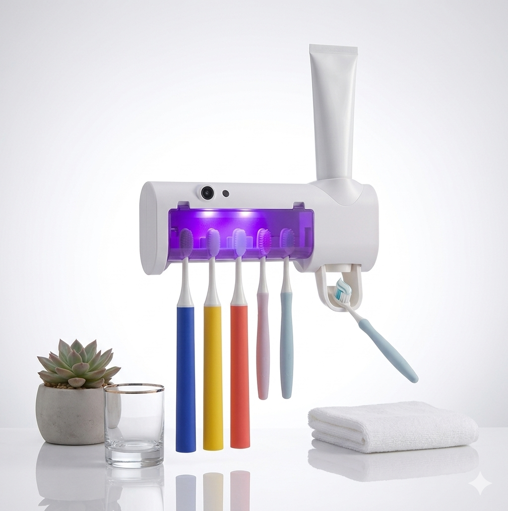 Esterilizador UV para Cepillos de Dientes con Dispensador de Pasta – Higiene Inteligente 2 en 1